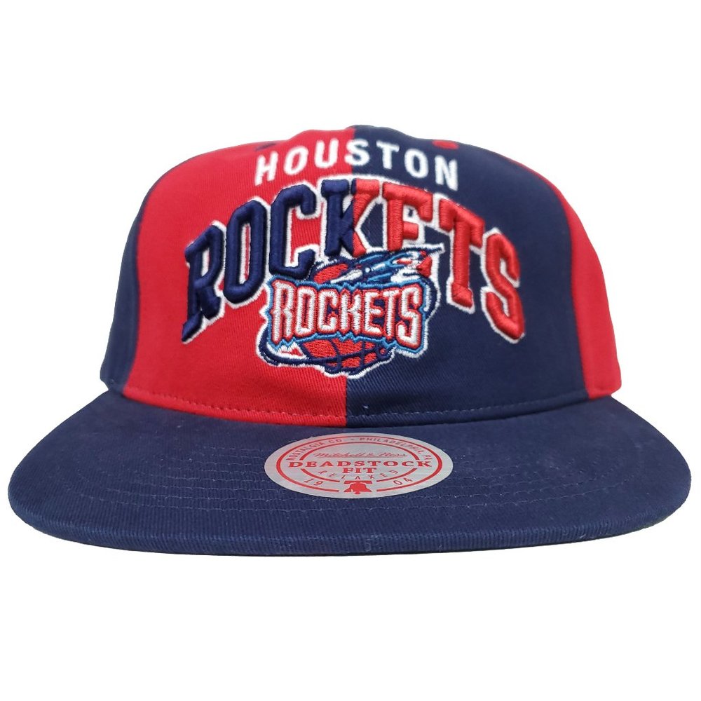 Houston Rockets Mitchell & Ness NBA Deadstock Snapback Hat 3D Logo Navy Red Cap